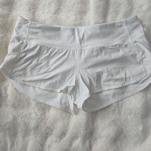 Lululemon Speed Shorts Womens 8 White Running Athletic Zip Pocket Lined